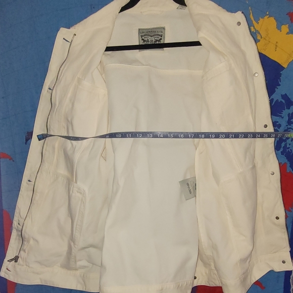 LEVI'S Men's White/Ivory Denim Trucker Button/Zip Jacket NWT - Picture 13 of 15